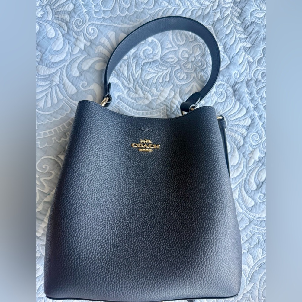 Coach Navy Blue Leather Shoulder Bag